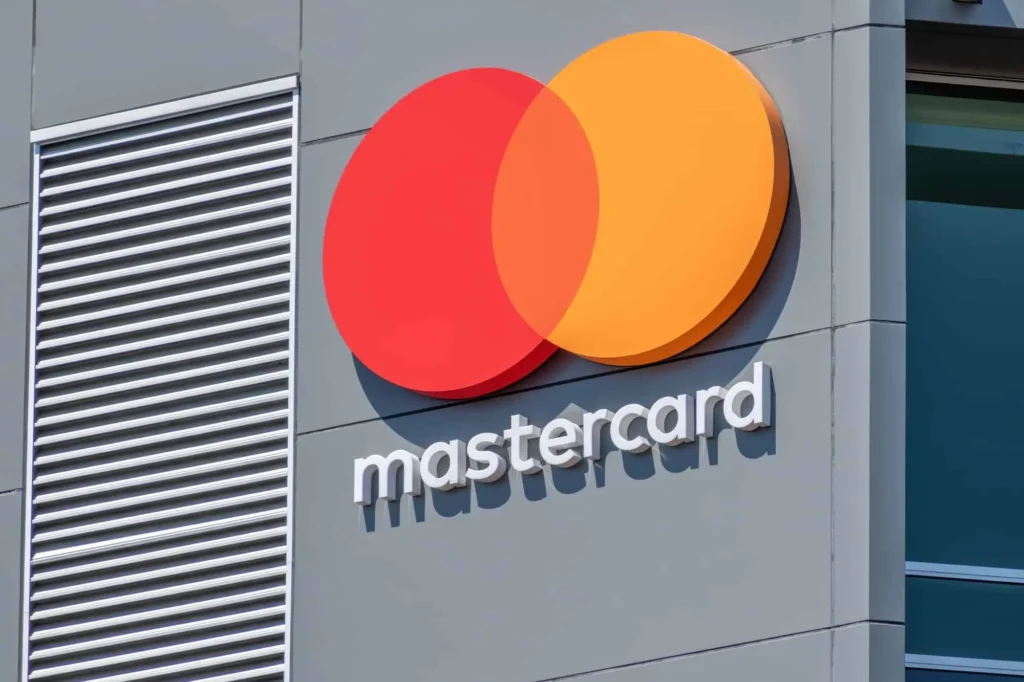 Mastercard office building exterior with Mastercard logo representing global payments and financial technology company