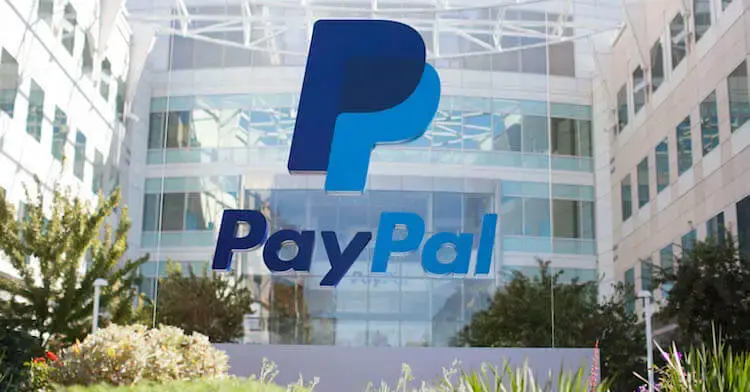 PayPal office building exterior with PayPal logo representing global digital payments company
