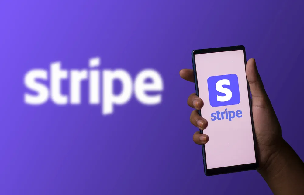 Stripe payment platform logo displayed on mobile phone representing global fintech company