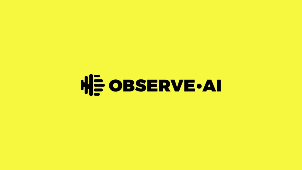 Observe.AI black logo centered on bright yellow background
