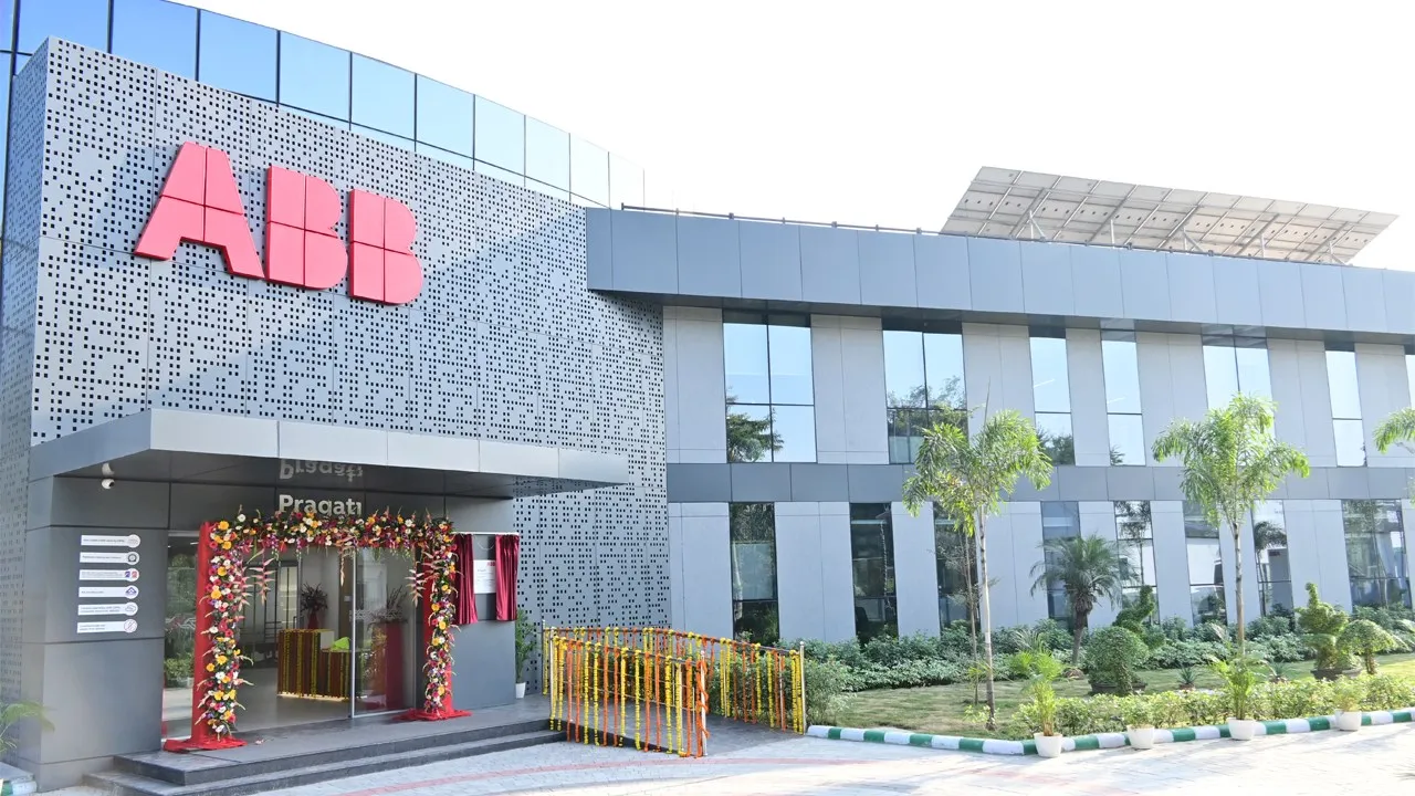 ABB office building exterior with red ABB logo on modern facade