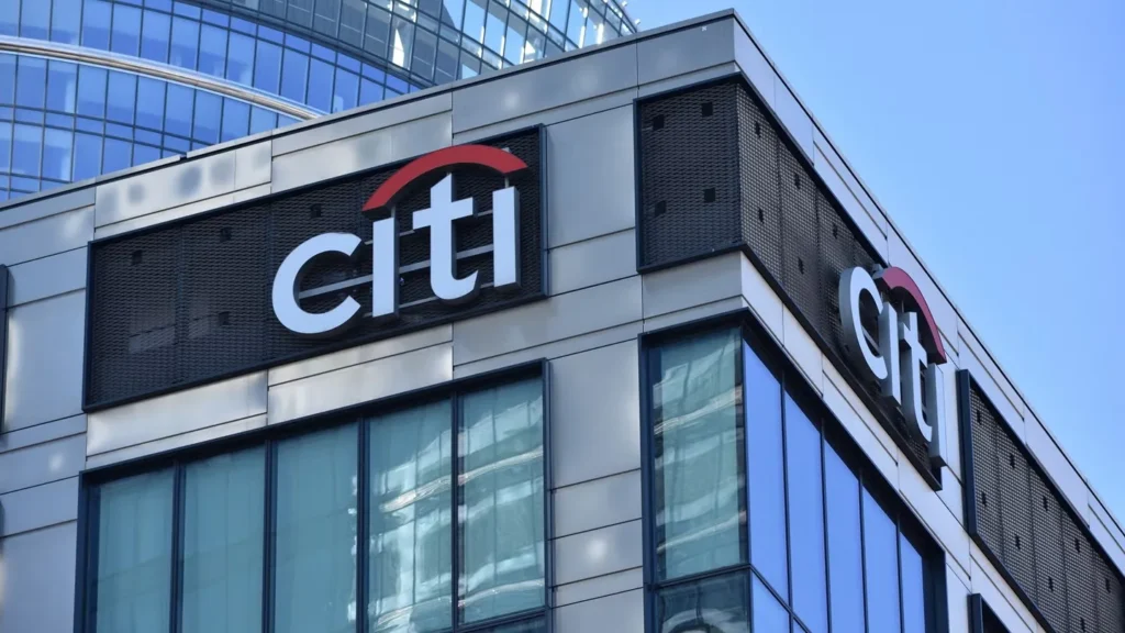 Citi office building exterior with company logo signage