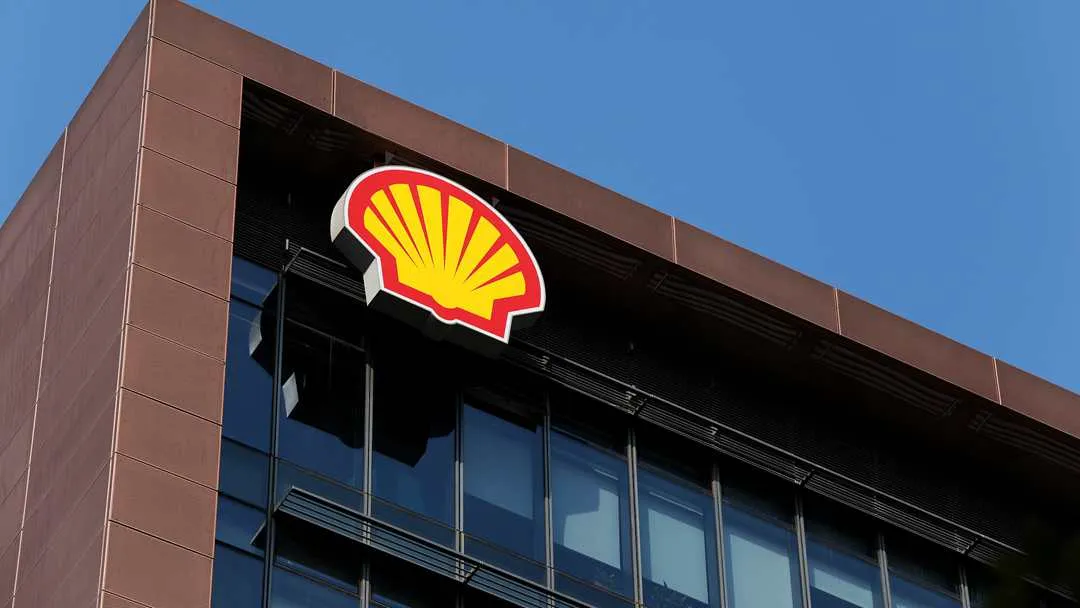 Shell office building exterior with company logo signage