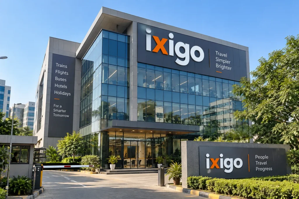 ixigo corporate office building featuring the ixigo logo, representing ixigo careers and job opportunities in India.