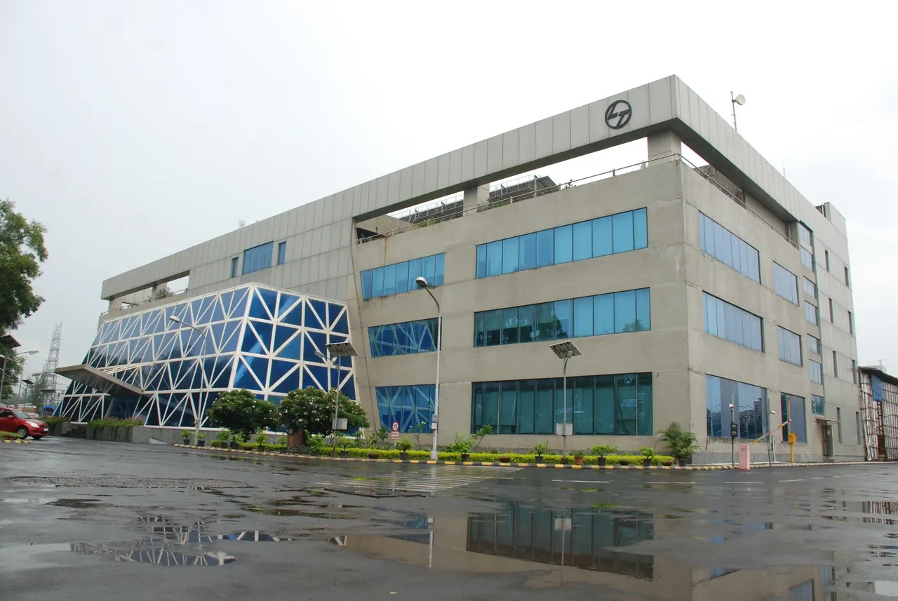 Larsen & Toubro corporate office building with the L&T logo, representing L&T careers and job opportunities in India.